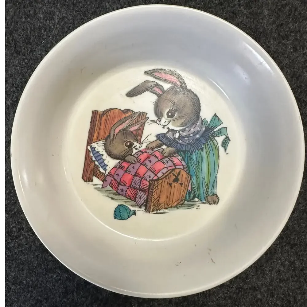 Vintage 60s Oneida Deluxe Storybook Bowl Peter Rabbit Mamma Bedtime #3242 SiLite